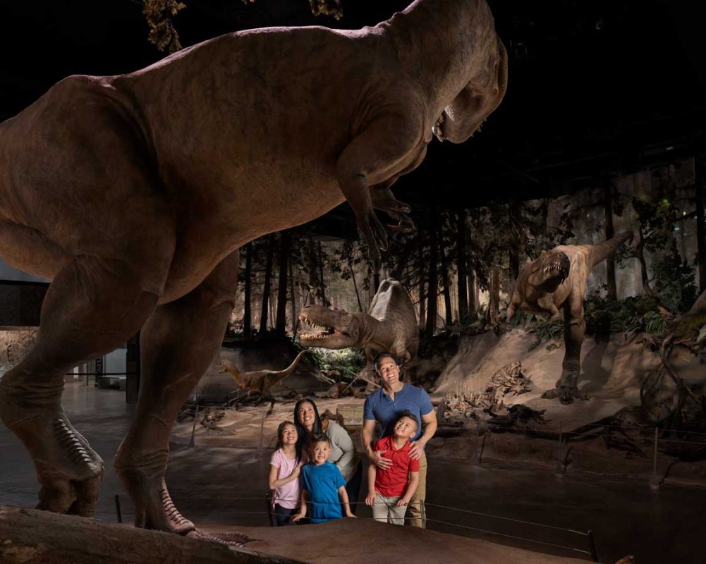 Family at the Royal Tyrrell Museum in Drumheller, Alberta