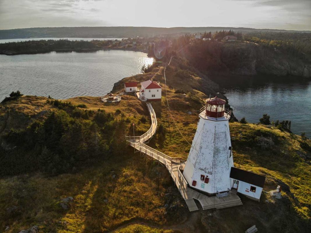 Aerial photo of Swallowtail Lighthouse on Grand Manan Island