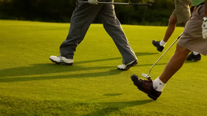 Men walking across the Deer Valley course while golfing in Saskatchewan