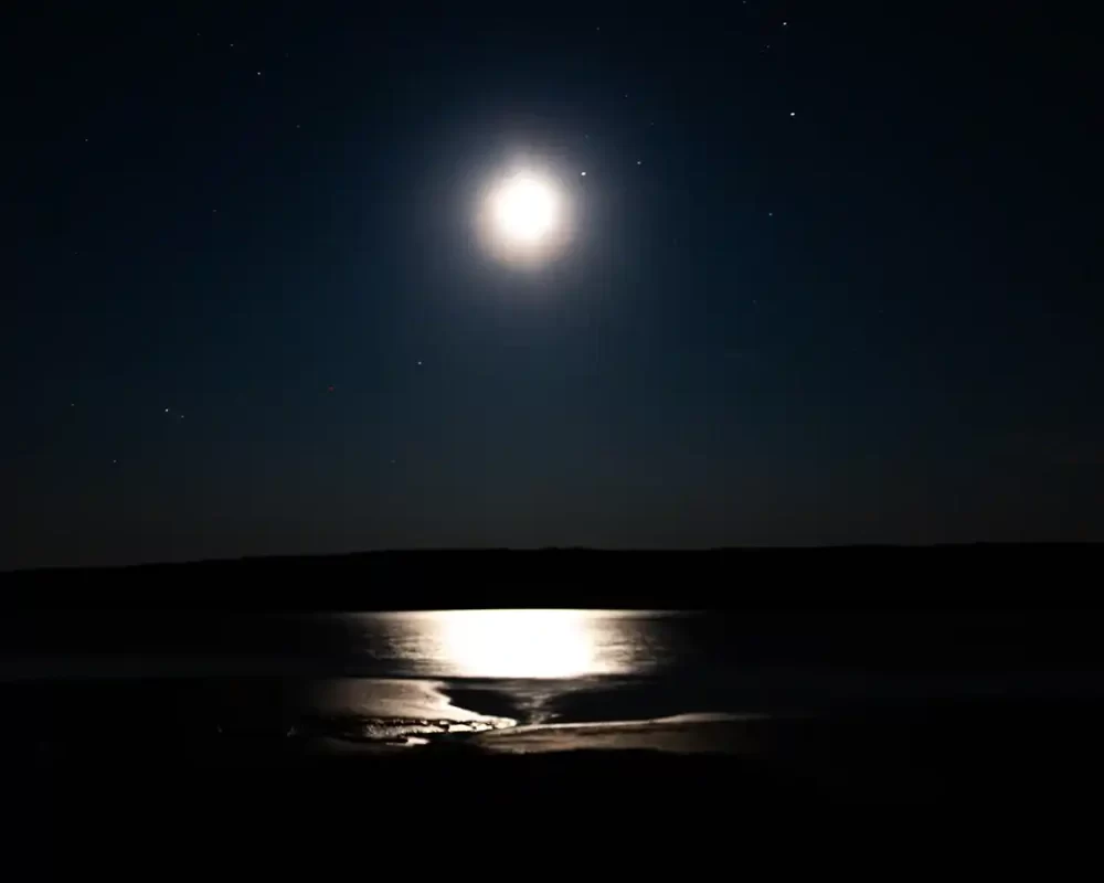 Full moon over the Petitcodiac River in New Brunswick