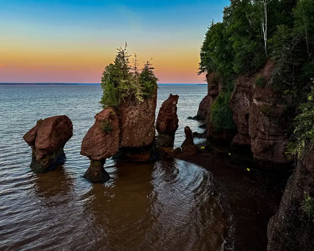Hopewell Rocks Provincial Park at sunset